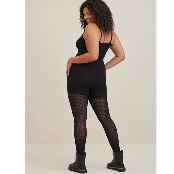 TORRID NWT PREMIUM LEGGING FLOCKED CATSUIT - COTTON BLACK - Picture 3 of 7